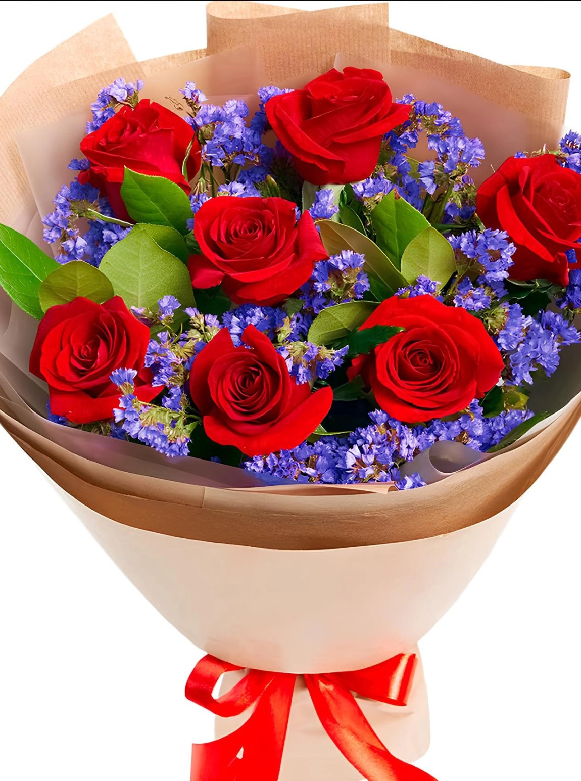 7 Adet Gül ve Mor Çiçek Buketi