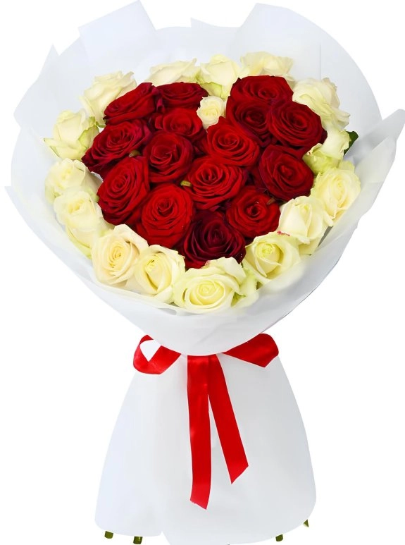 15 Kırmızı Gül 16 Beyaz Gül Buketi