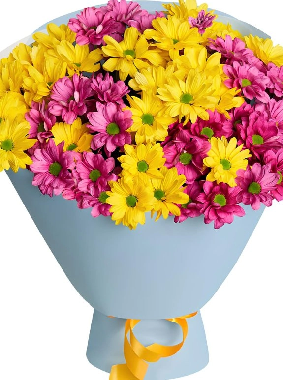 Mor Ve Sarı Papatya Buketi